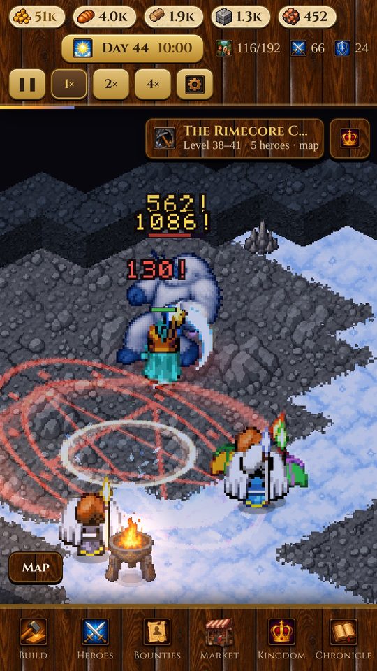 A party of five fighting Hrimgar the Frostmaw in the Rimecore Caverns